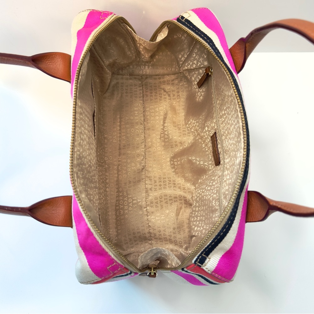 🌺 Kate Spade New York Oak Island Kaleigh Satchel Bag – Striped Canvas - Picture 8 of 10